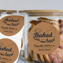 Simple Kraft Rustic Baked With Love Custom Label