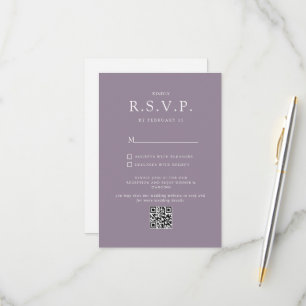 Simple Lavender Minimaliste QR CODE Mariage RSVP