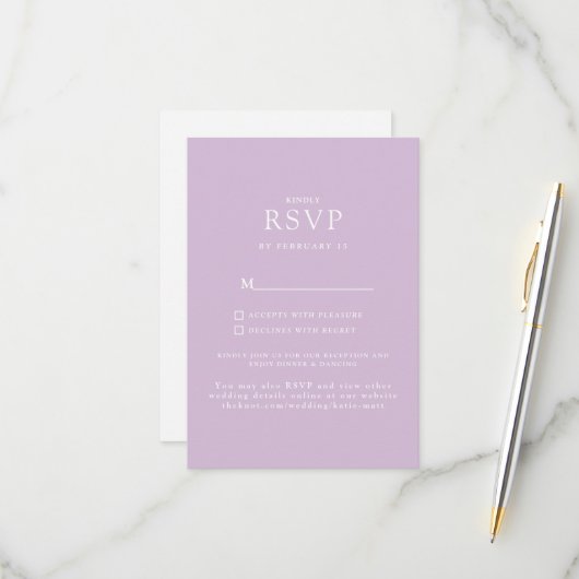Simple Lavender Website Wedding RSVP (Devant/Arrière en situation)