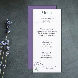 Simple Lavender Wedding Reception Menu