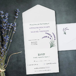 Simple Lavender Wedding RSVP All In One Uitnodiging