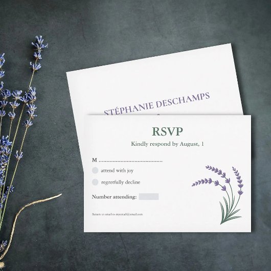 Simple Lavender Wedding RSVP Card Kaartje