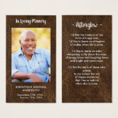 Simple Leather Photo Funeral Memorial Prayer Kaart (Voorkant /achterkant)