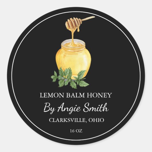 Simple Lemon Balm Infused Honey Label (Voorkant)