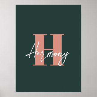 Simple Letter Initial Monogram | dark teal Poster