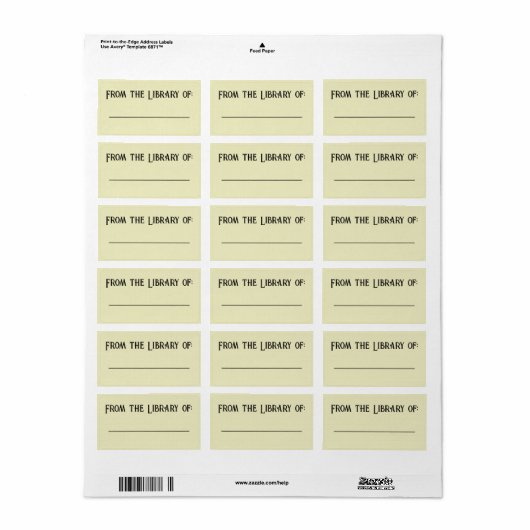 Simple Library Label (Full Sheet)