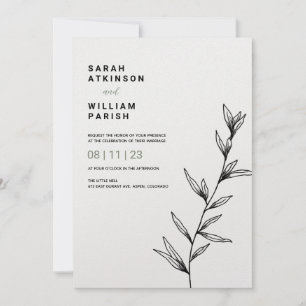 Simple ligne florale Faire-part de mariage d'art