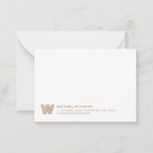 Simple Lines Monogram Initial Name Address Bronze Notitiekaartje (Voorkant)