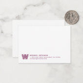 Simple Lines Monogram Initial Name Classic WINE Notitiekaartje (Voorkant / Achterkant in situ)