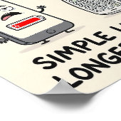 "Simple Living, Longer Lasting" Funny Tech  Poster (Hoek)