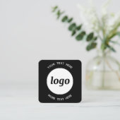 Simple Logo and Text QR Code Black Square Business Vierkante Visitekaartje (Staand voorkant)