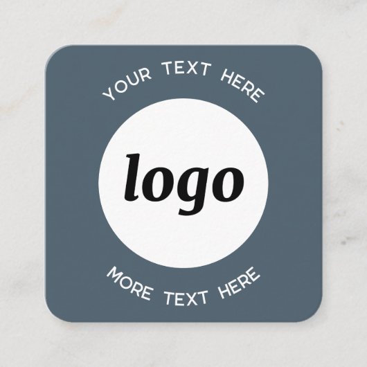 Simple Logo and Text QR Code Charcoal Gray Vierkante Visitekaartje (Voorkant)