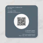 Simple Logo and Text QR Code Charcoal Gray Vierkante Visitekaartje (Achterkant)