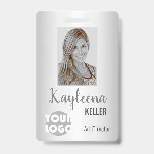 Simple Logo Code-Barres Badge Photo ID ombré Gris 