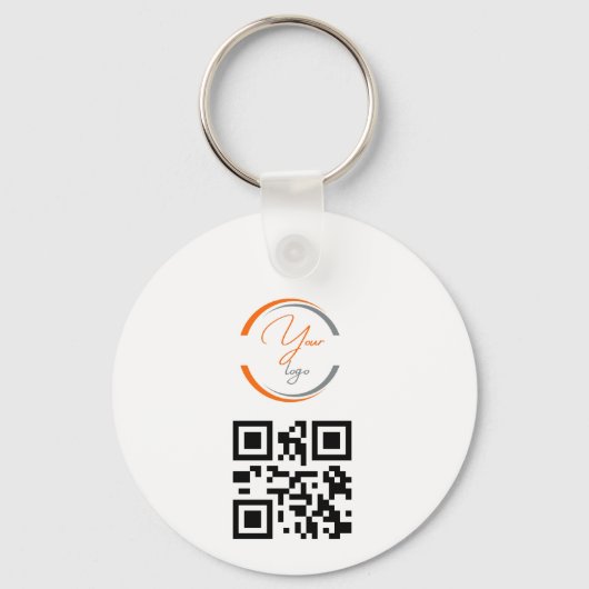 Simple Logo QR Code Business White Sleutelhanger (Voorkant)
