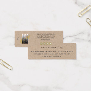 Simple Logo Social Media Kraft Clothing Care label Mini Visitekaartjes