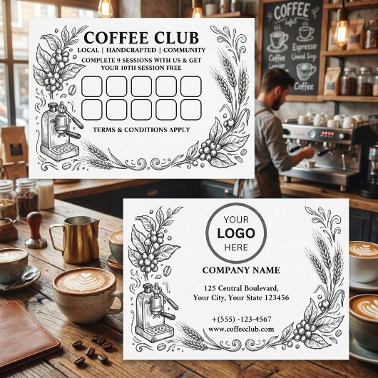 Simple Logo & Texte Carte de Fidélité à poinçonner