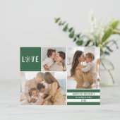 Simple Love 3 Photo Collage Modern Stripes | Groen Feestdagenkaart (Staand voorkant)