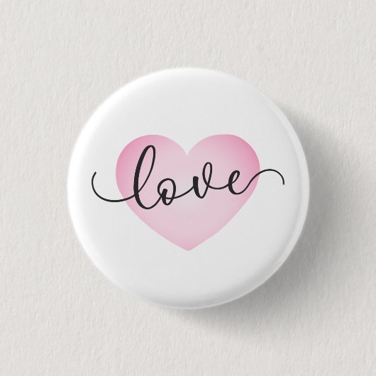 Simple Love Calligraphy Valentijn | Pin-Button Ronde Button 3,2 Cm (Voorkant)