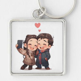 Simple Love Couple Keychain – Romantic Gift 