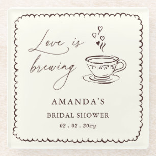 Simple Love is Brewing Coffee Bruidsuitnodiging  Glazen Onderzetter