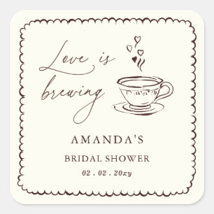 Simple Love is Brewing Coffee Bruidsuitnodiging Vierkante Sticker