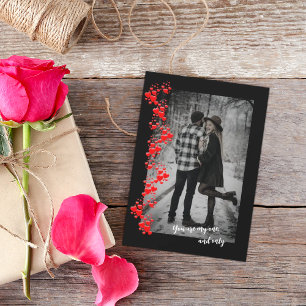 Simple Love Red Hearts Photo Holiday Kaart
