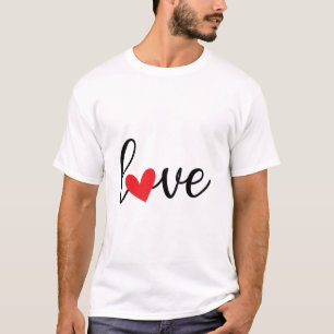 Simple Love Script met pictogram Red Heart T-shirt