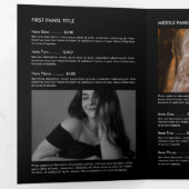 Simple Luxury Black & White Minimal Boutique Drieluik Kaart (Binnenzijde eerst)