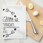 Simple M. Mme Couple Nom Monogram Serviette de cui (Quart Plié)