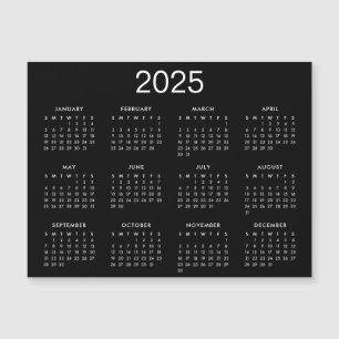 Simple Magnet Calendrier Noir Et Blanc 2025