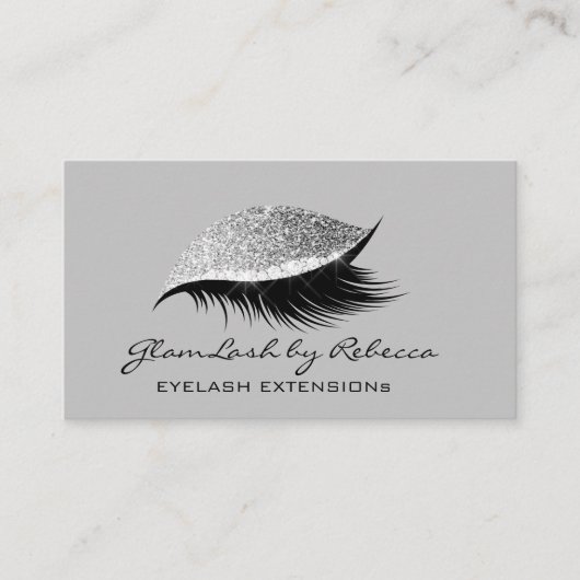 Simple Makeup Beauty Eyelash Lashes Glitter Silver Visitekaartje (Voorkant)