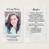 Simple Marble Photo Memorial Funeral Prayer Kaart (Voorkant /achterkant)