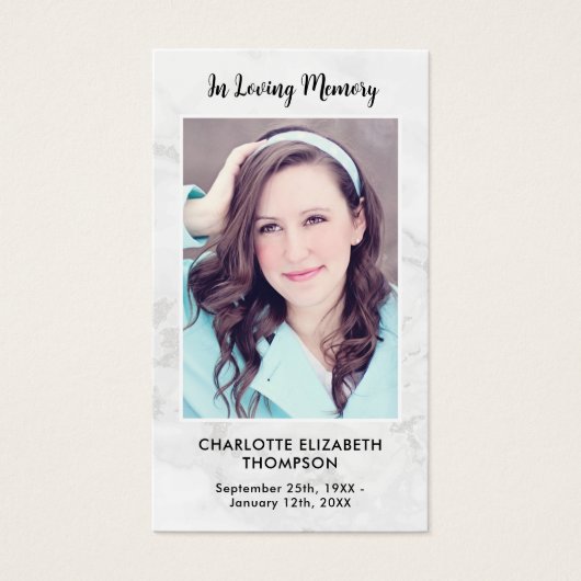 Simple Marble Photo Memorial Funeral Prayer Kaart (Voorkant)