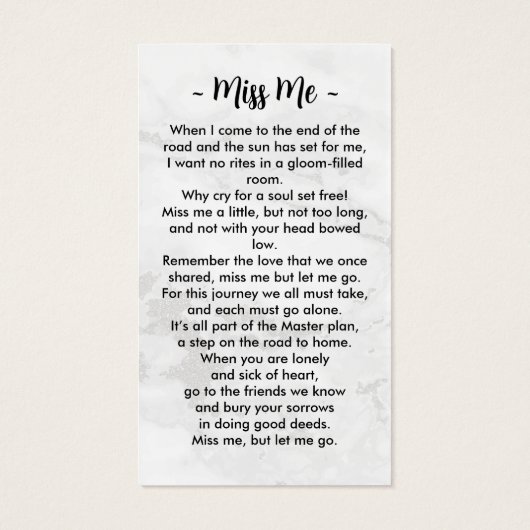 Simple Marble Photo Sympathy Memorial Prayer Kaart (Achterkant)