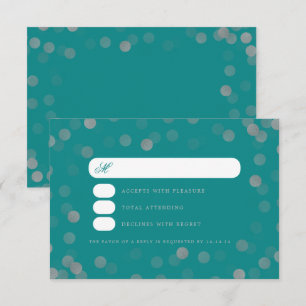 Simple Mariage Argent Confetti RSVP Turquoise