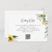 Simple Mariage de tournesol QR Code site Web Carte (Devant / Derrière)