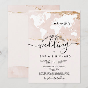 Simple Mariage Destination Monde Carte Aquarelle