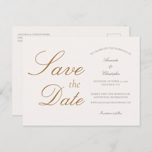 Simple mariage élégant Enregistrer la date Carte p (Devant / Derrière)