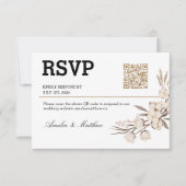 Simple mariage floral RSVP I QR Code carte élégant (Devant)