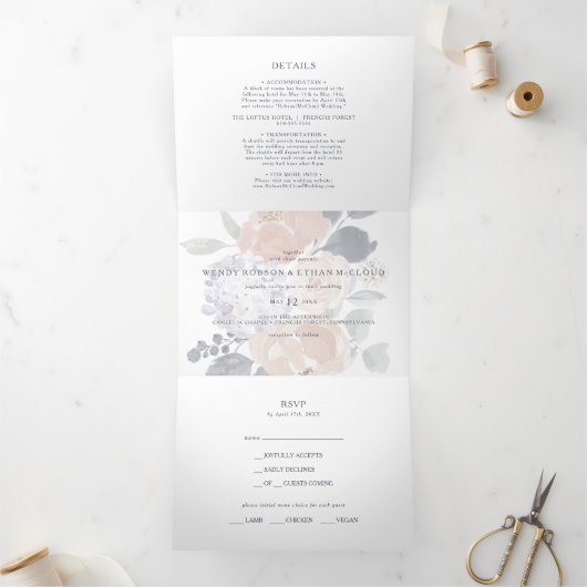 Simple Mariage Floral Rustique Tout en un triple (Intérieur)