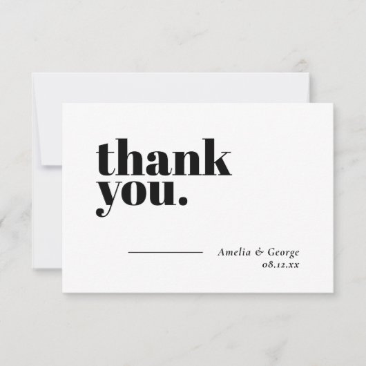 Simple Mariage Merci Cartes Plat Minimaliste (Devant)