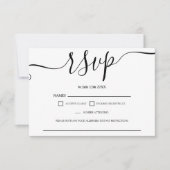 Simple mariage noir blanc rsvp monogramme (Devant)