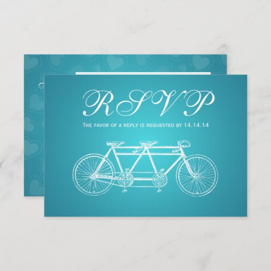 Simple mariage RSVP Tandem Vélo Turquoise (Devant / Derrière)