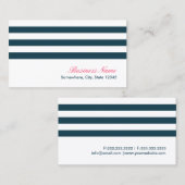 Simple marine Bleu Stripes Cartes de visite (Devant / Derrière)