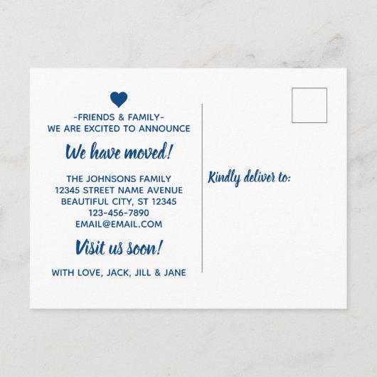 Simple Marine Blue Guest Room Faire-part de déplac (Dos)