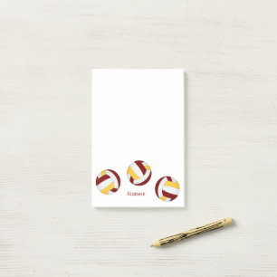Simple Maroon Gold Volleyballs Een Speler Naam Post-it® Notes