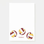 Simple Maroon Gold Volleyballs Een Speler Naam Post-it® Notes (Voorkant)
