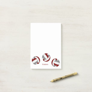 Simple Maroon Grijze Volleyballen Een Speler Naam Post-it® Notes