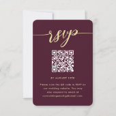 Simple Marsala Wedding RSVP avec QR Code (Devant)